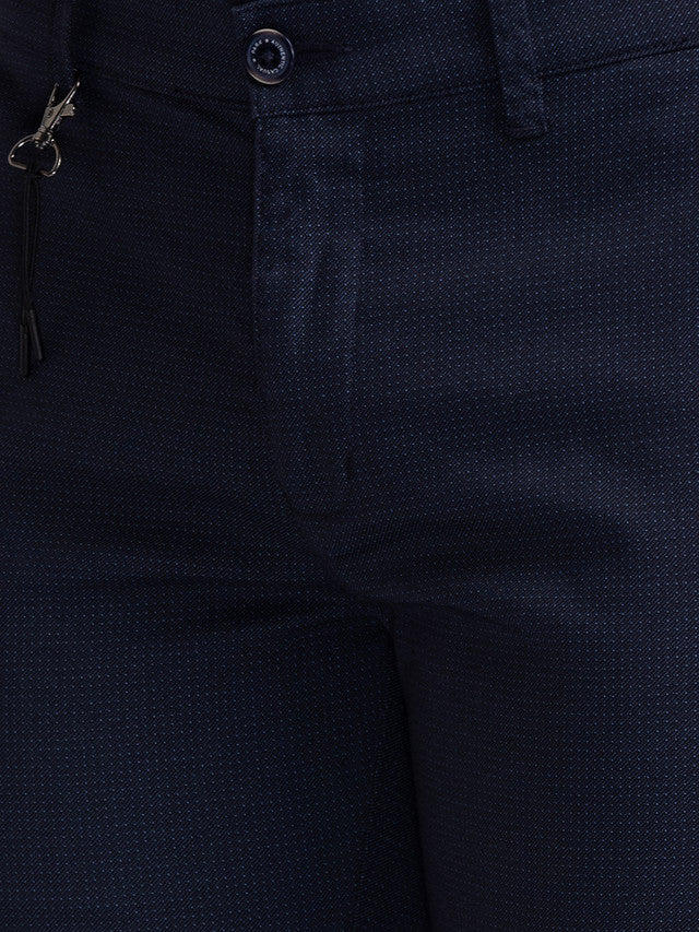 Parx Blue Printed Tapered Fit Trouser - Image 6