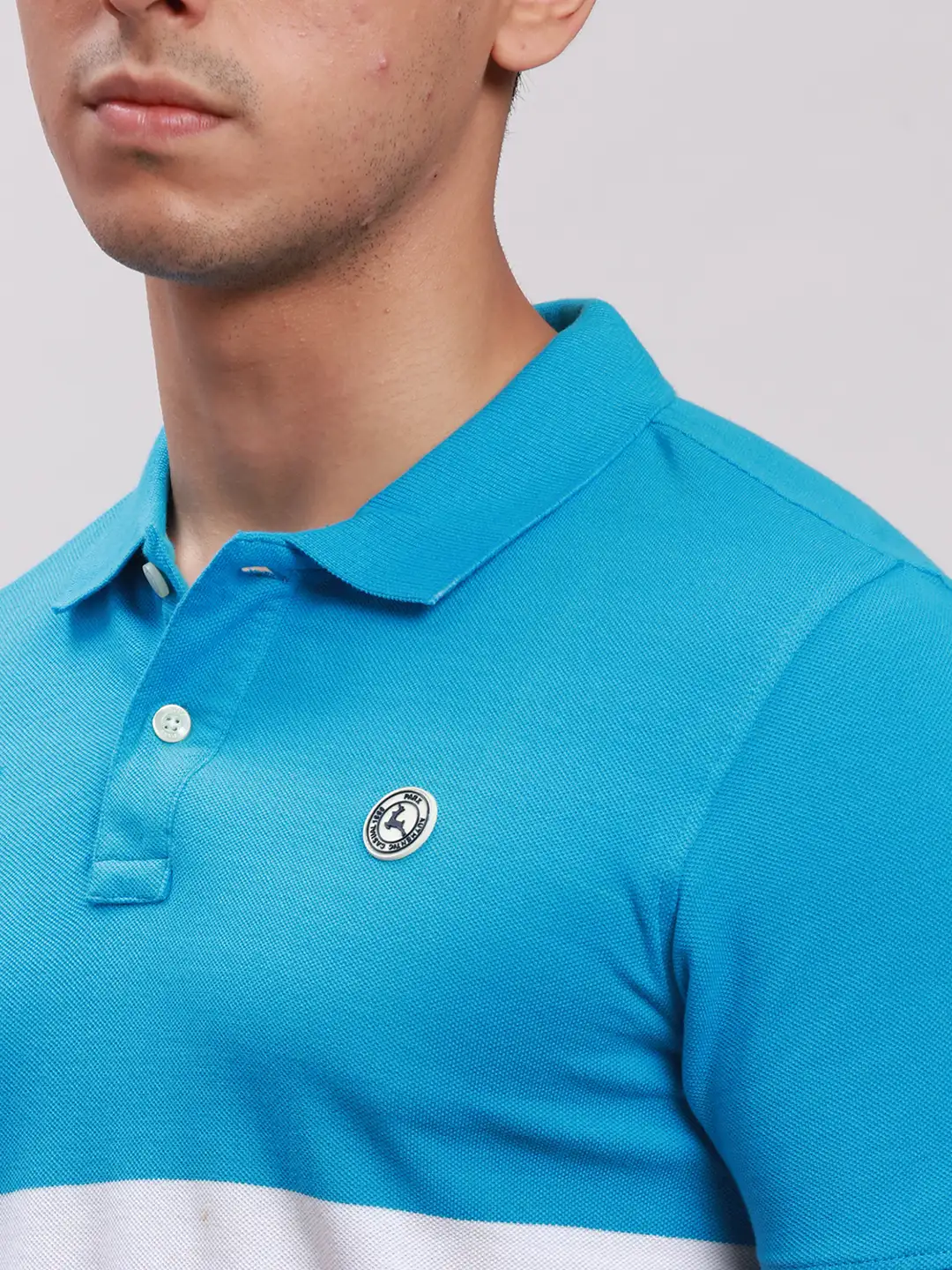 Parx Men Blue Regular Fit Yarn Dyed Cotton Polo Neck Collar T-Shirt - Image 6
