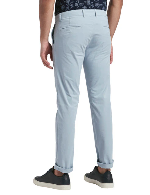 Parx Men Blue RFD Overdyed Low Rise Tapered Fit Cotton Blend Trouser - Image 4