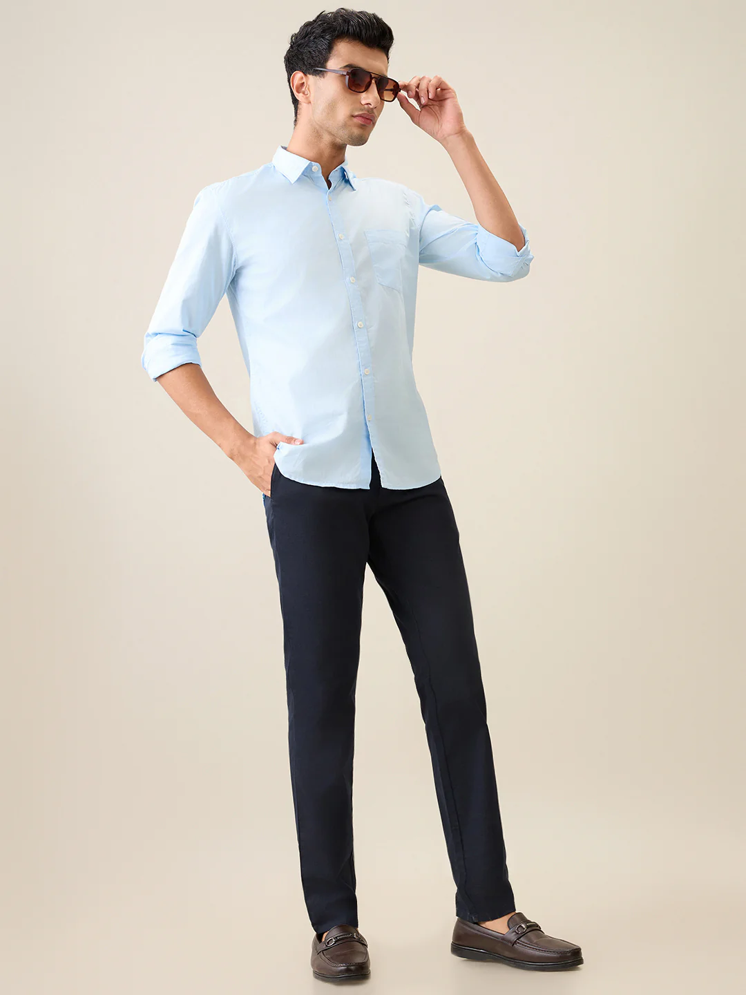 Parx Men Blue Low Rise Tapered Fit Satin Trouser - Image 6