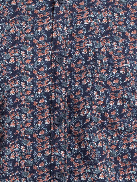 Parx Men Blue Slim Fit Printed Full Sleeve Cutaway Collar Shirt - Image 7