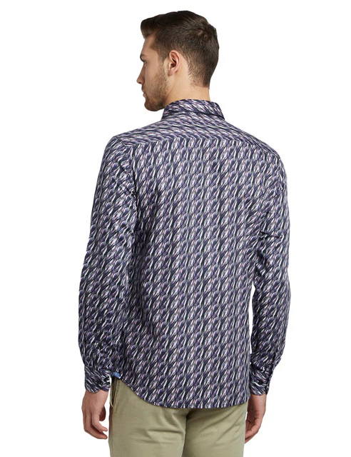 Parx Men Blue Slim Fit Printed Full Sleeve Cutaway Collar Shirt - Image 4