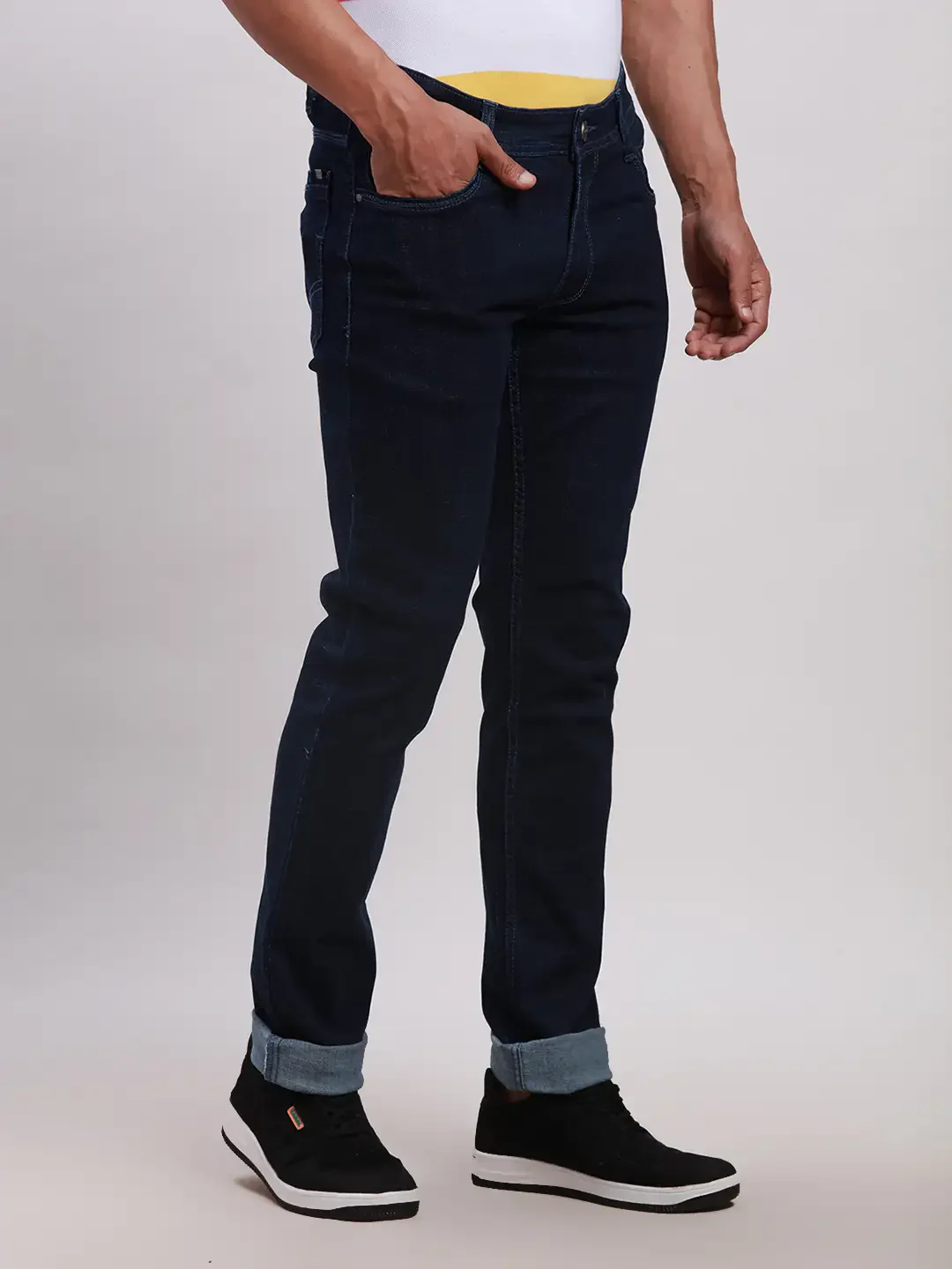 Parx Men Blue Slim Tapered Fit Jacquard Cotton Blend Jeans - Image 2