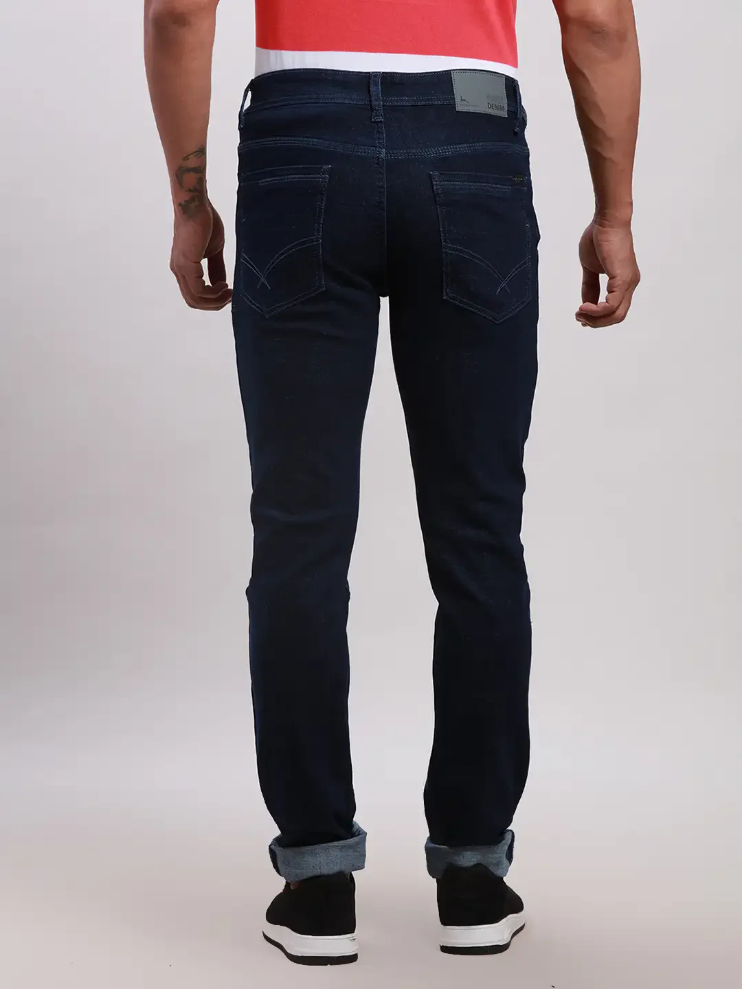 Parx Men Blue Slim Tapered Fit Jacquard Cotton Blend Jeans - Image 4