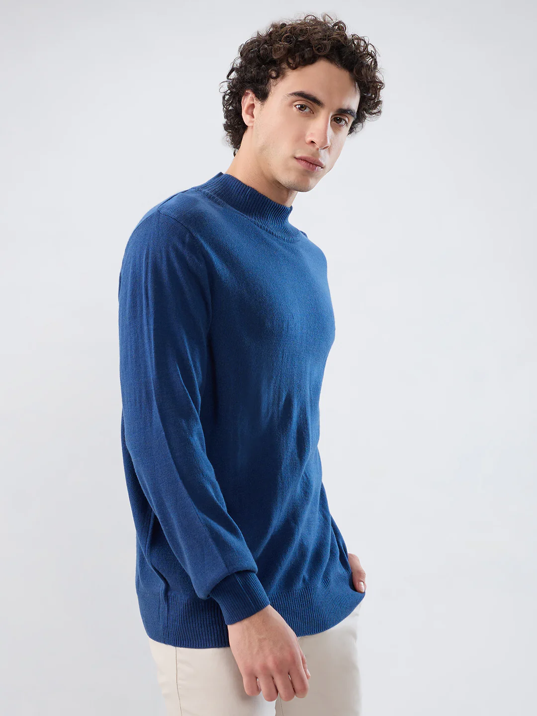 Parx Men Blue Solid Acrlic Blend Sweatshirt - Image 2