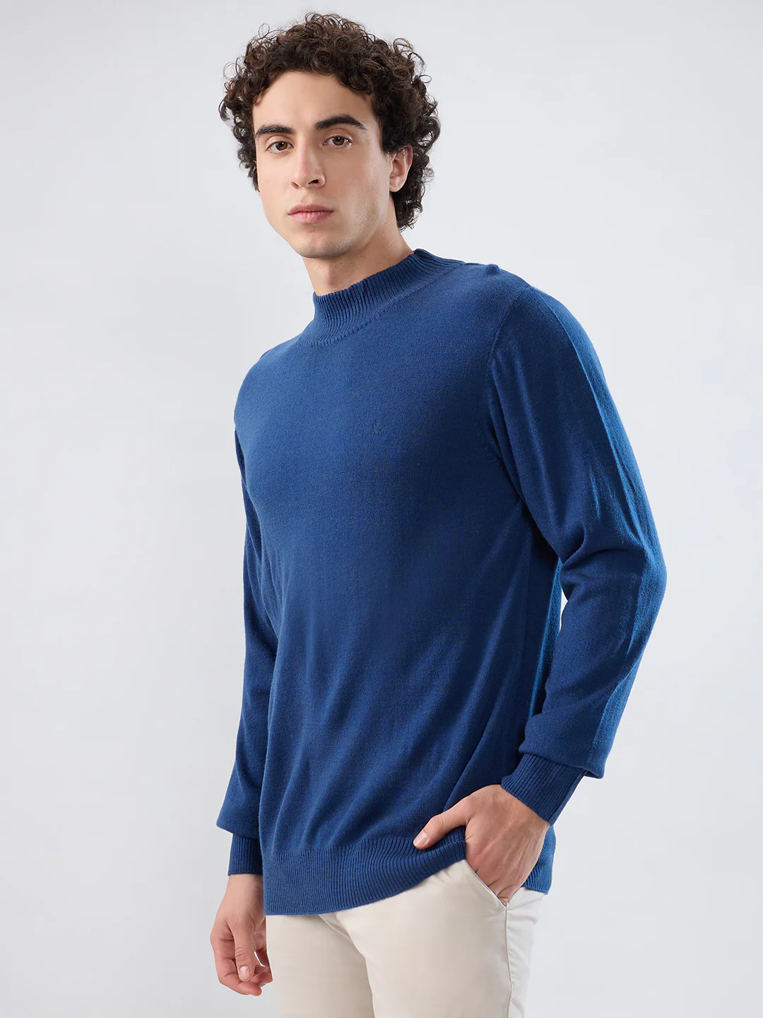 Parx Men Blue Solid Acrlic Blend Sweatshirt - Image 3