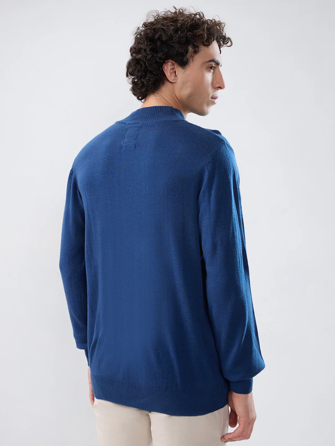 Parx Men Blue Solid Acrlic Blend Sweatshirt - Image 4