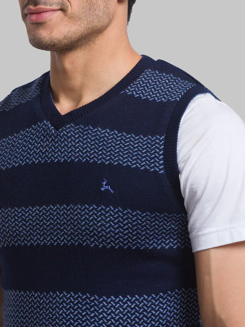 Parx Men Blue Solid Acrylic Sweater - Image 6