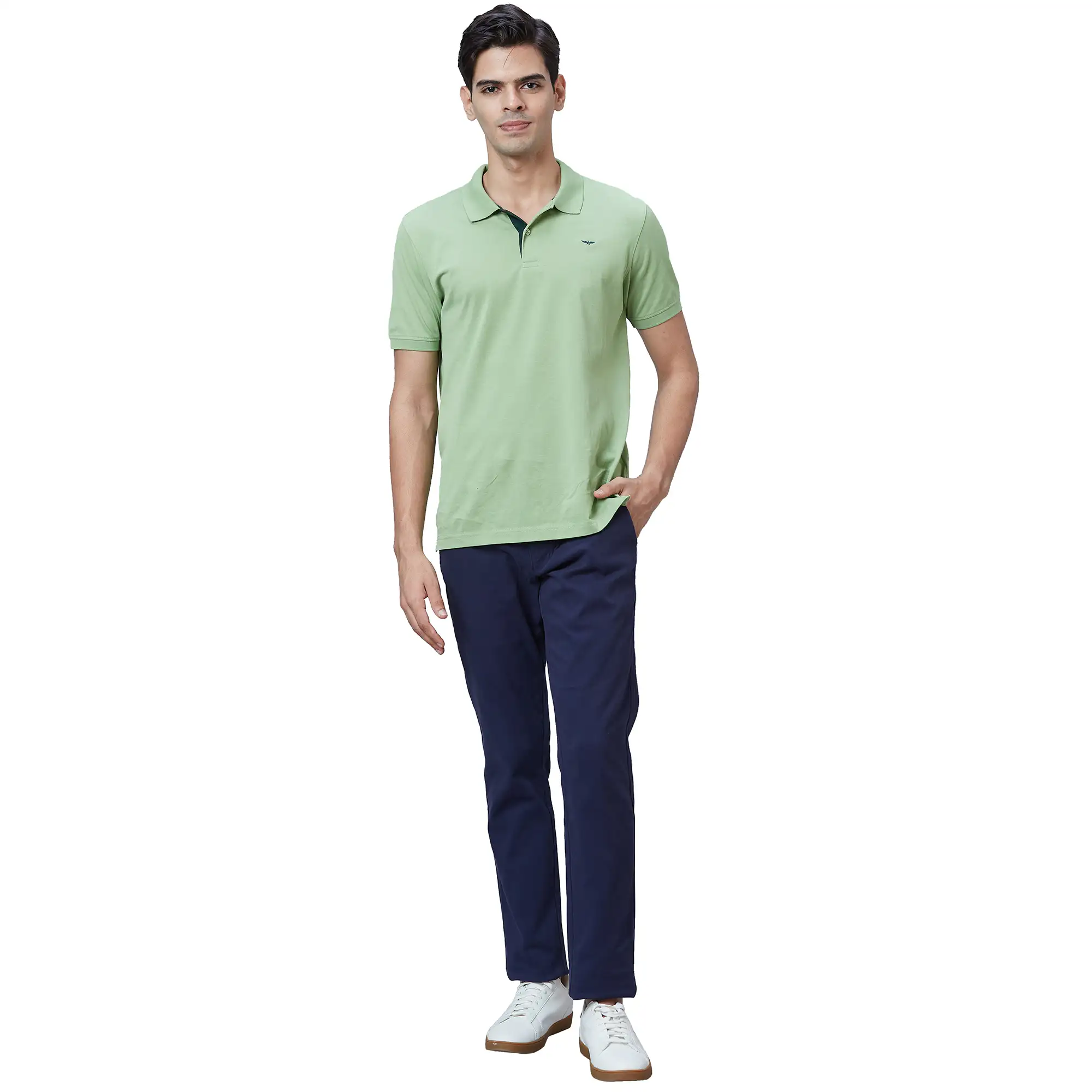 Parx Men Blue Solid Low Rise Tapered Fit Cotton Blend Trouser - Image 5