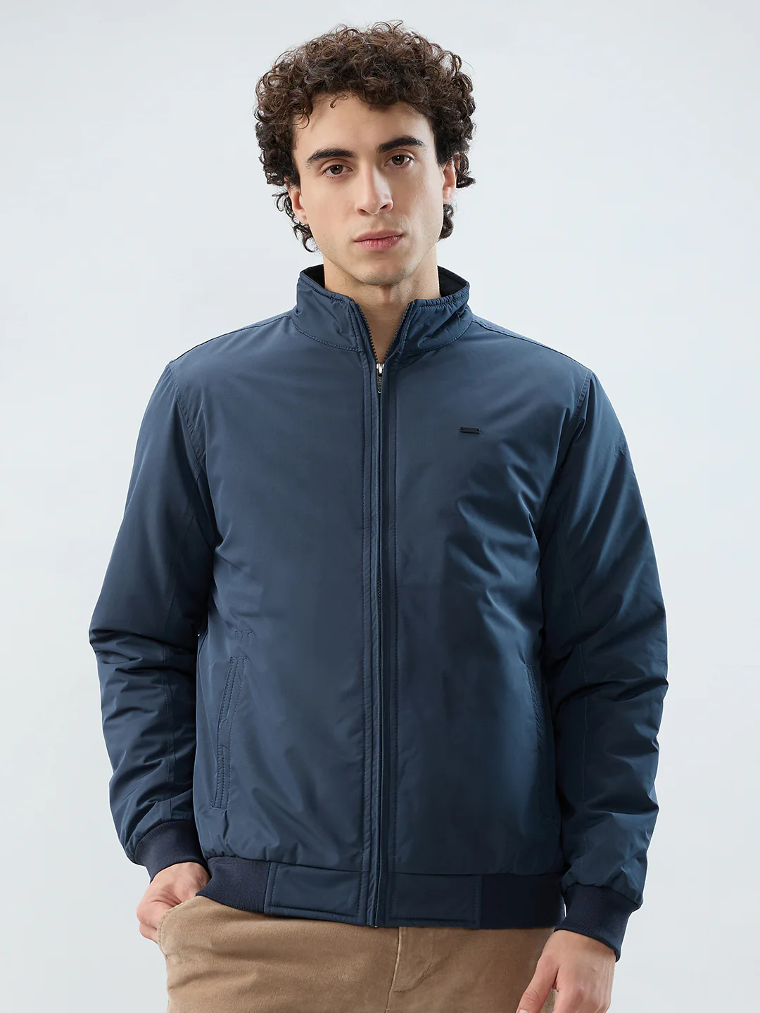 Parx Men Blue Solid Polyester Blend Jacket/Winterwear