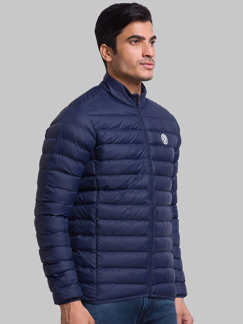 Parx Men Blue Solid Polyester Jacket - Image 2