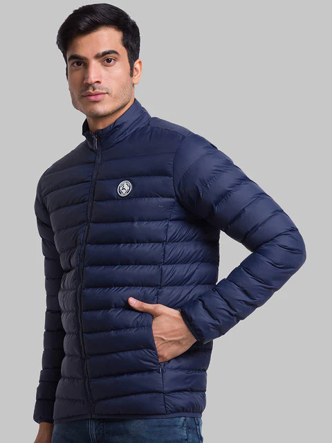 Parx Men Blue Solid Polyester Jacket - Image 3