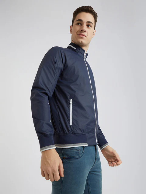 Parx Men Blue Solid Polyester Jacket - Image 2
