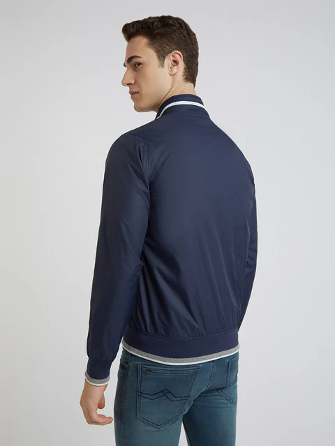 Parx Men Blue Solid Polyester Jacket - Image 4
