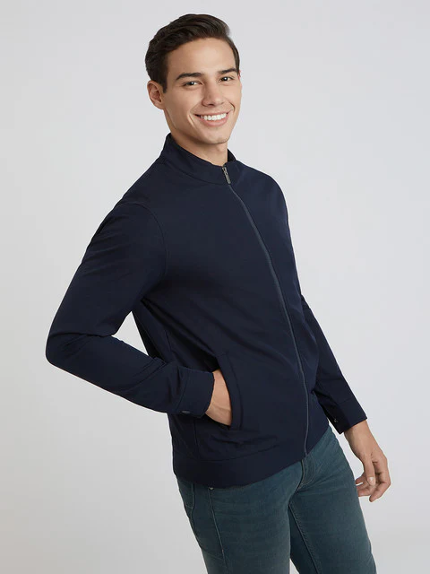 Parx Men Blue Solid Polyester Jacket - Image 2