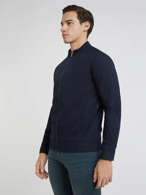 Parx Men Blue Solid Polyester Jacket - Image 3