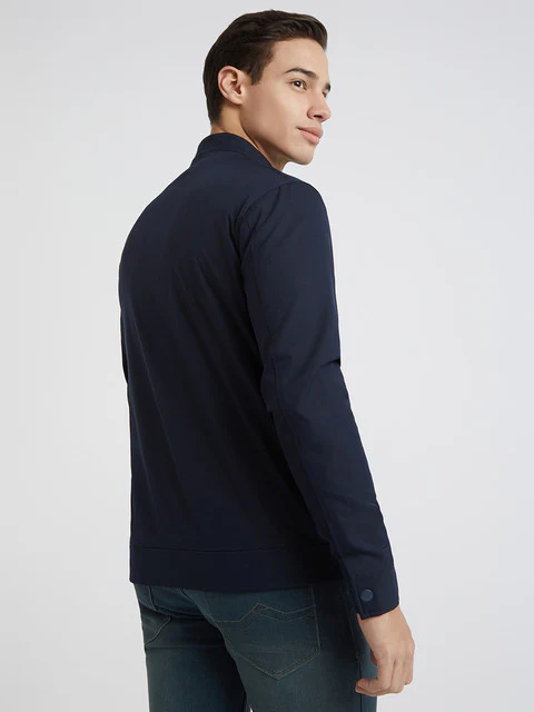 Parx Men Blue Solid Polyester Jacket - Image 4