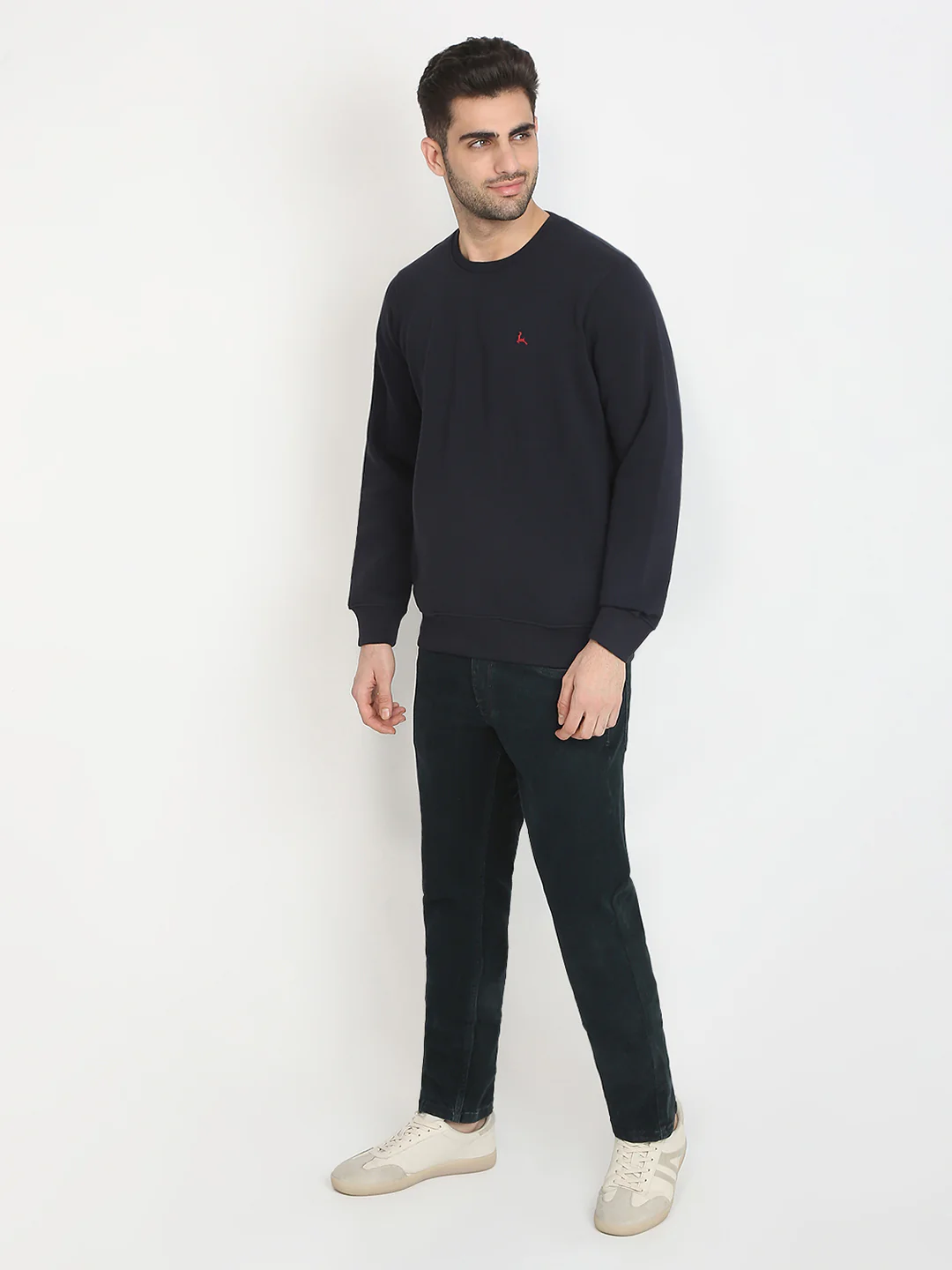 Parx Men Blue Solid Regular Fit Cotton Blend Full Sleeve Round Neck Collar Sweatshirt - Image 5