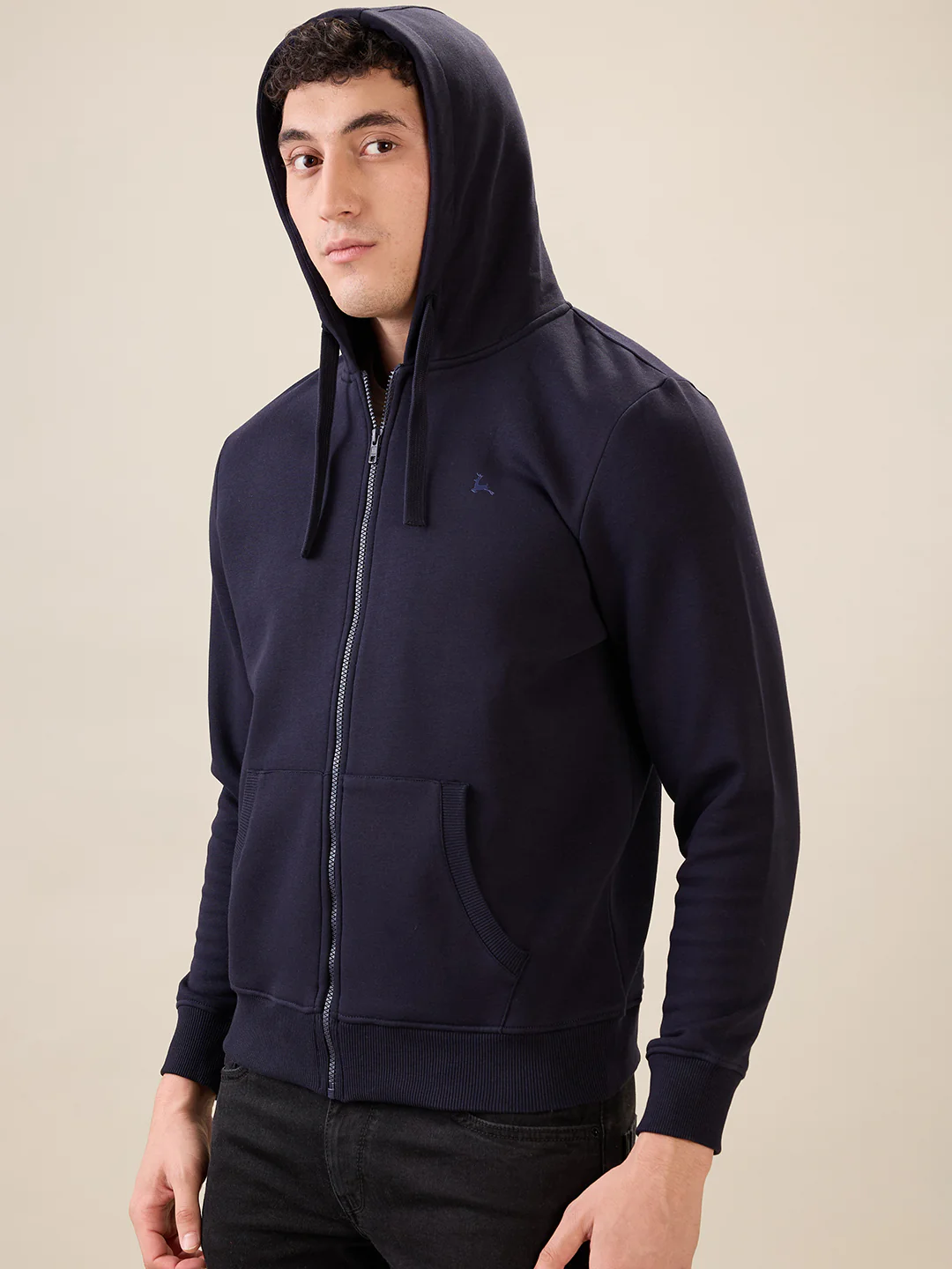 Parx Men Blue Solid Regular Fit Cotton Blend Sweatshirt - Image 3