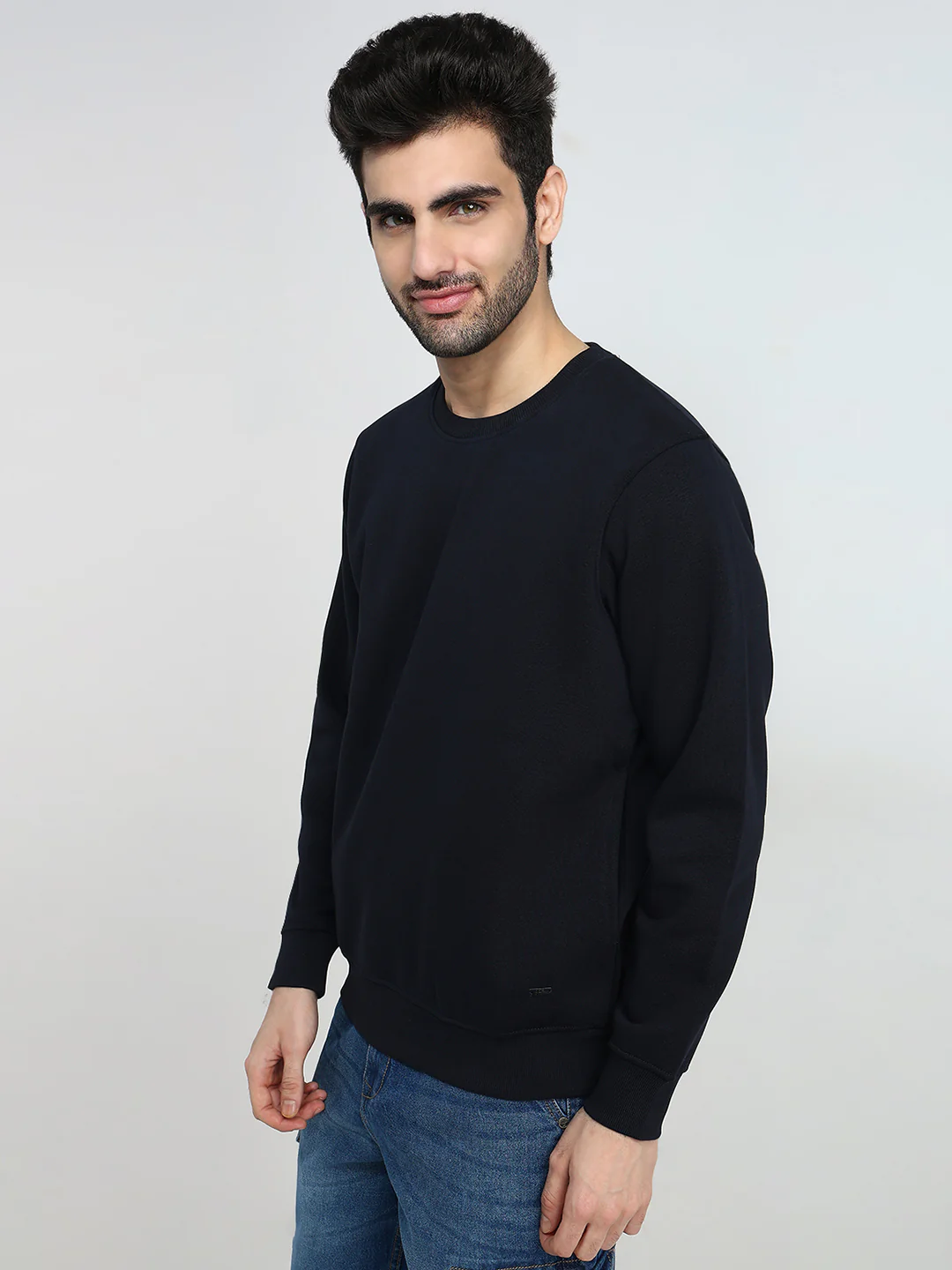 Parx Men Blue Solid Regular Fit Cotton Blend Sweatshirt - Image 2