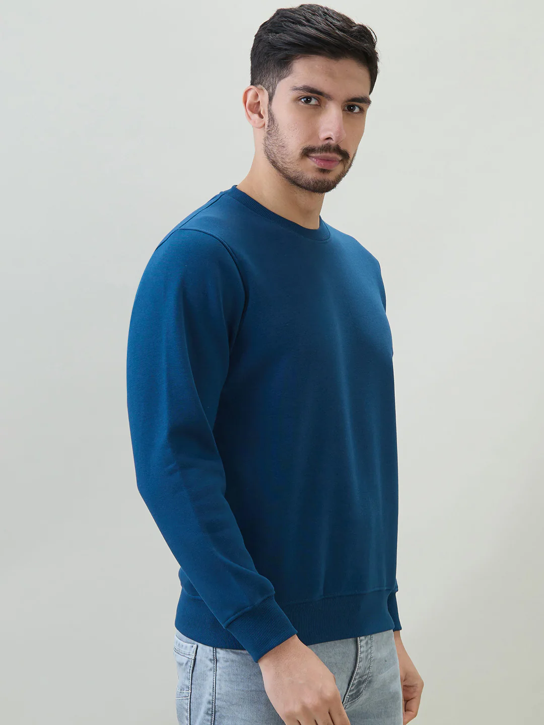 Parx Men Blue Solid Regular Fit Cotton Blend Sweatshirt - Image 2
