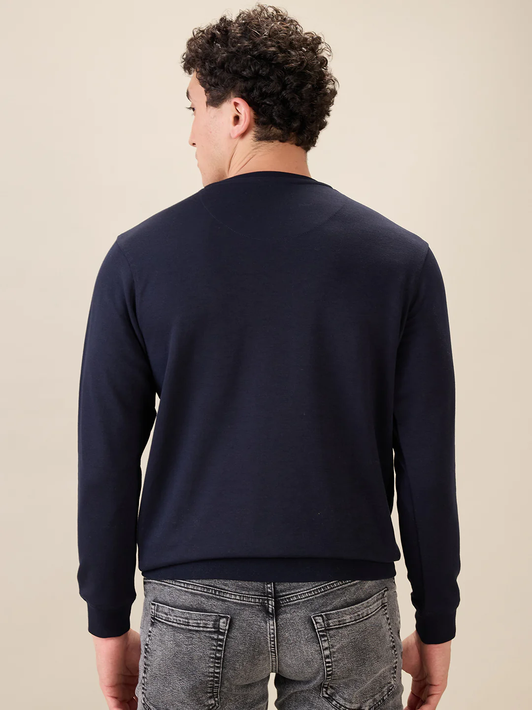Parx Men Blue Solid Regular Fit Cotton Blend Sweatshirt - Image 4