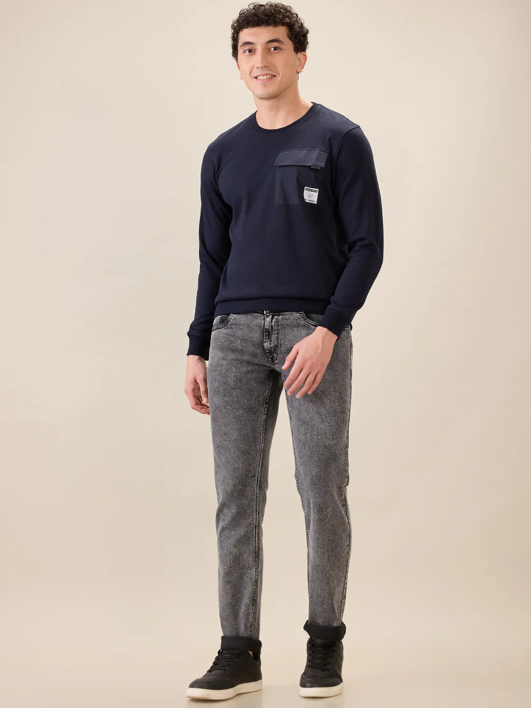 Parx Men Blue Solid Regular Fit Cotton Blend Sweatshirt - Image 5