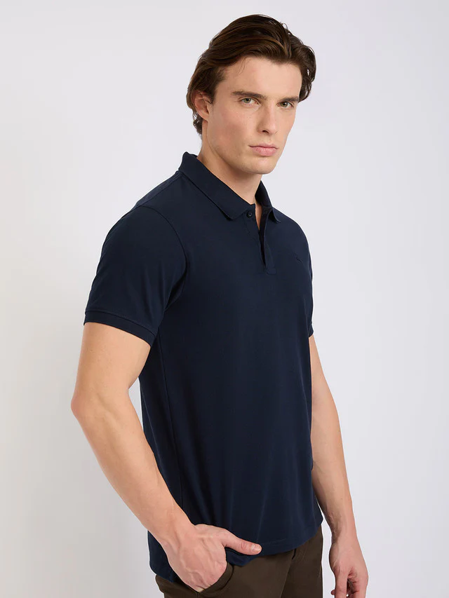 Parx Men Blue Solid Regular Fit Cotton Blend T-Shirt - Image 2