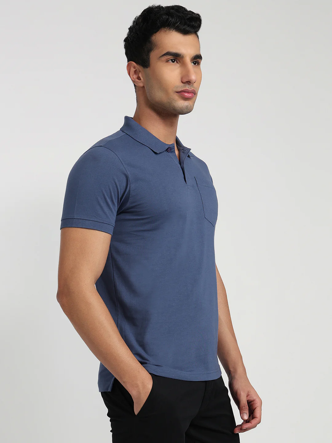 Parx Men Blue Solid Regular Fit Cotton Blend T-Shirt - Image 3