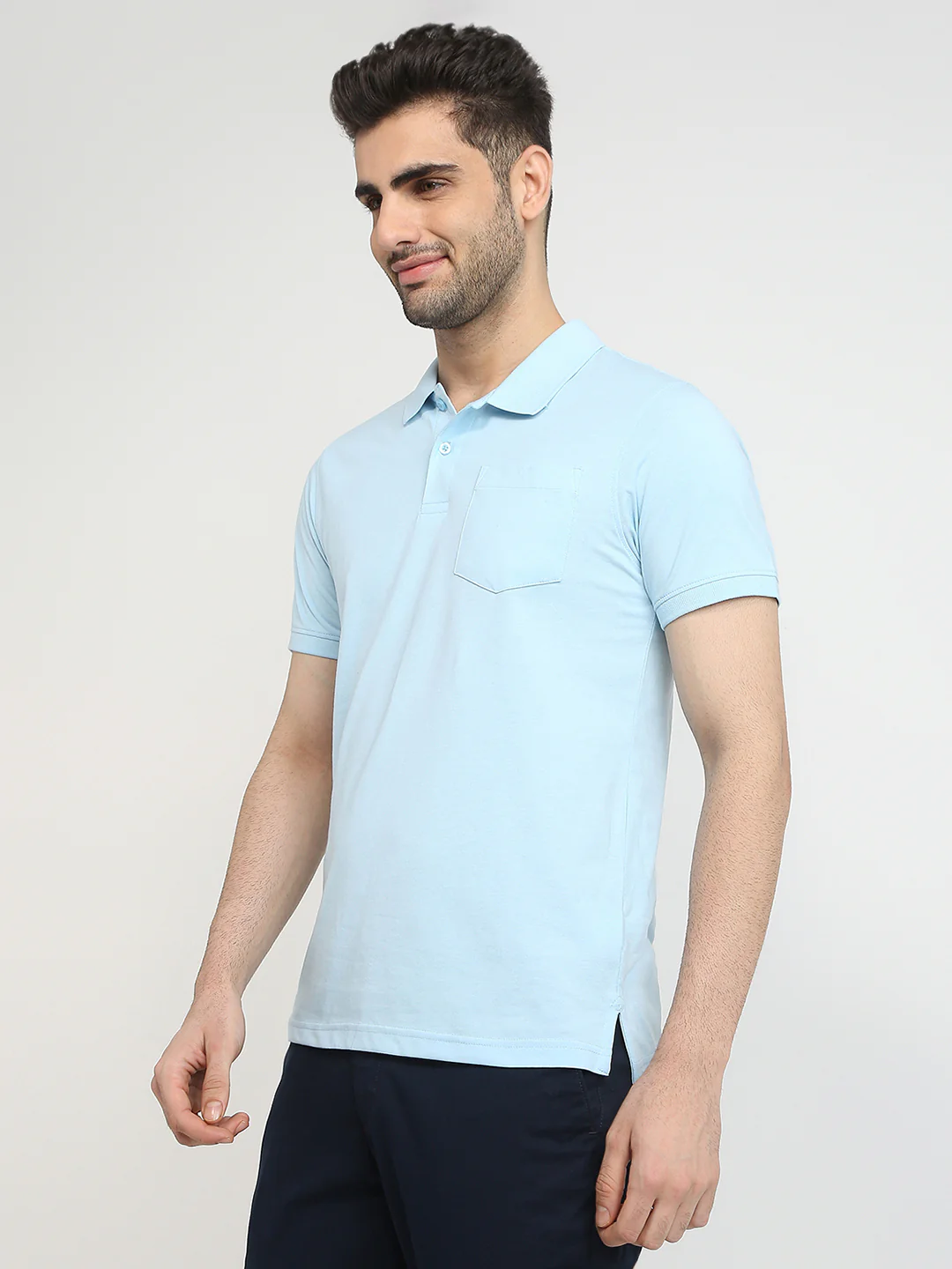 Parx Men Blue Solid Regular Fit Cotton Blend T-Shirt - Image 2