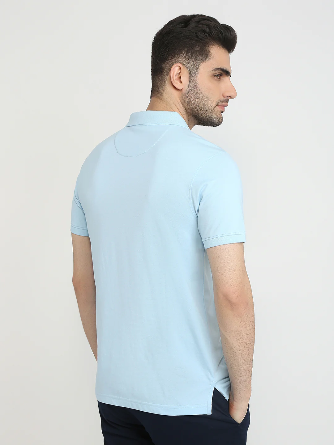 Parx Men Blue Solid Regular Fit Cotton Blend T-Shirt - Image 4