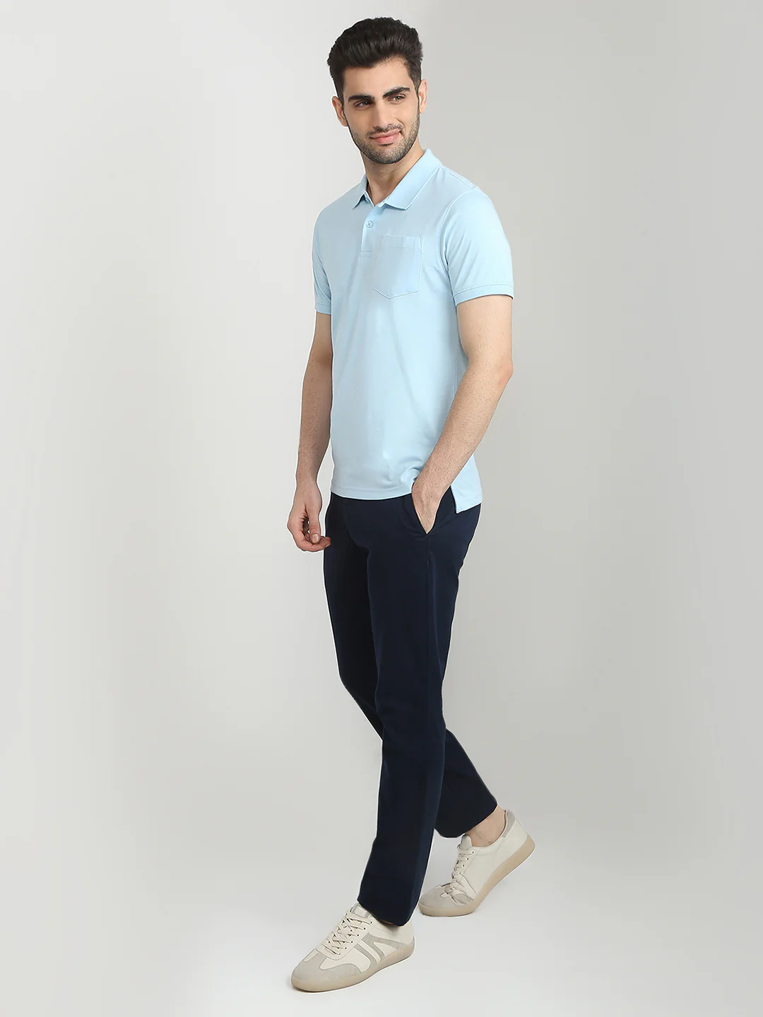 Parx Men Blue Solid Regular Fit Cotton Blend T-Shirt - Image 5