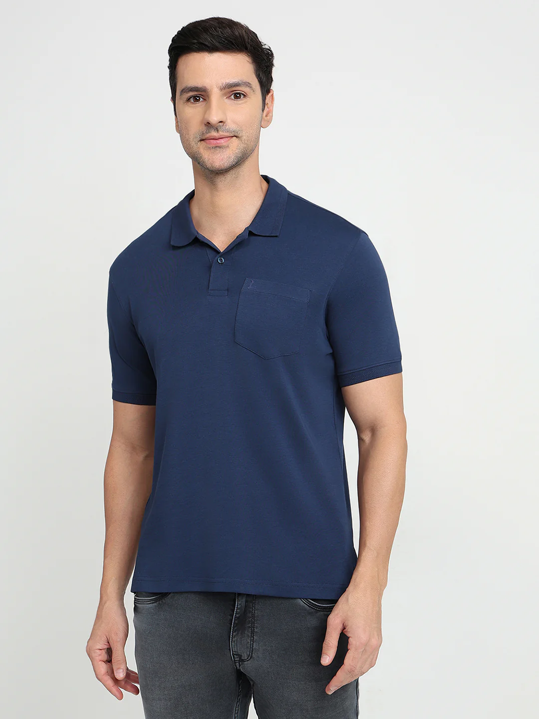 Parx Men Blue Solid Regular Fit Cotton Half Sleeve T-Shirt