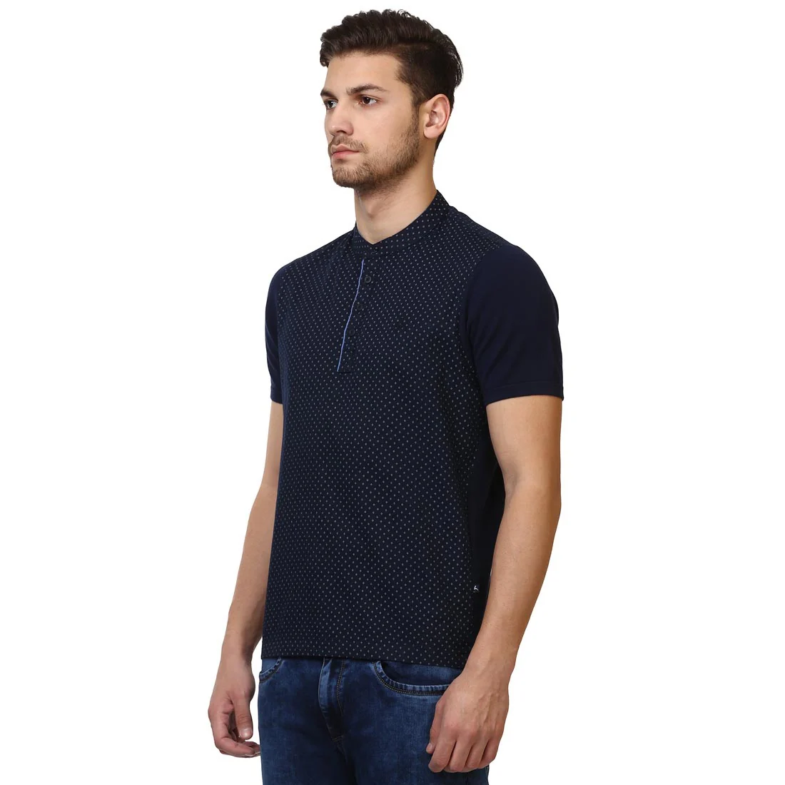 parx Men Blue Solid Regular Fit Cotton T-Shirt - Image 3