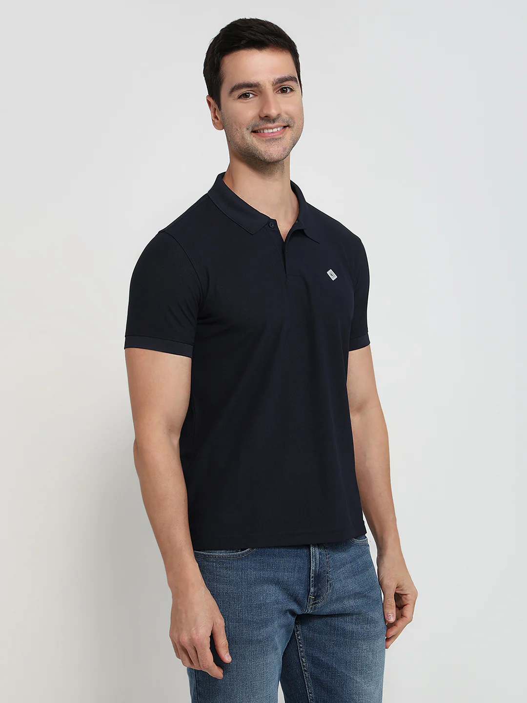 Parx Men Blue Solid Regular Fit Polyester T-shirt - Image 3
