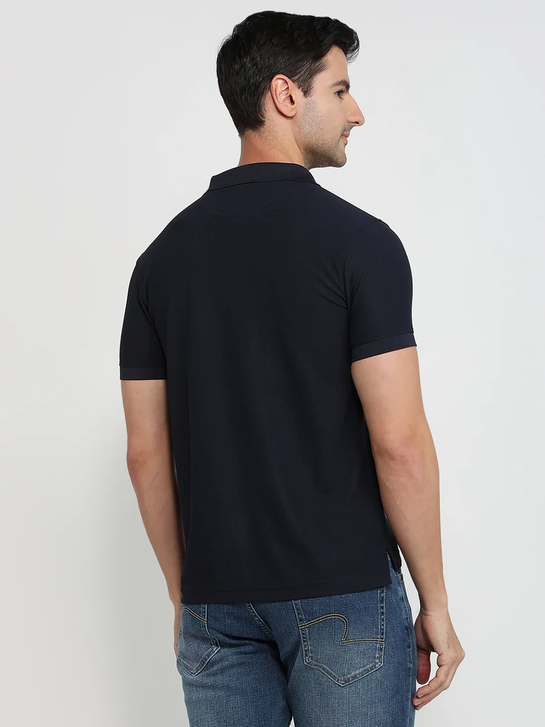 Parx Men Blue Solid Regular Fit Polyester T-shirt - Image 4