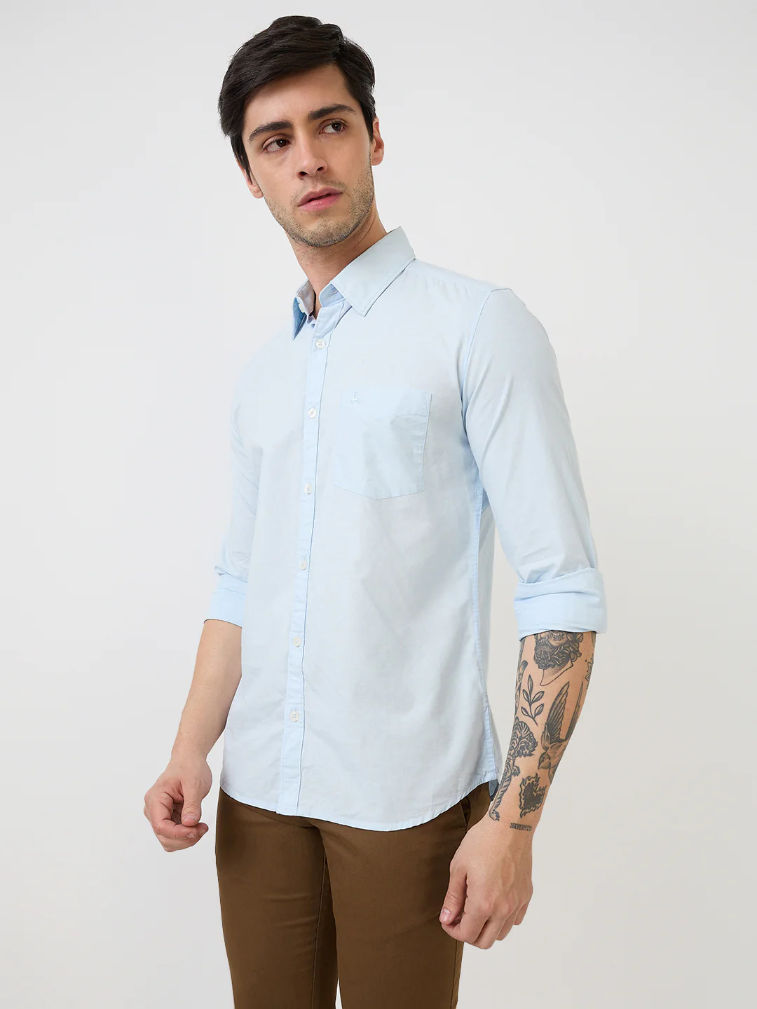 Parx Men Blue Solid Slim Fit Cotton Casual Shirt - Image 4