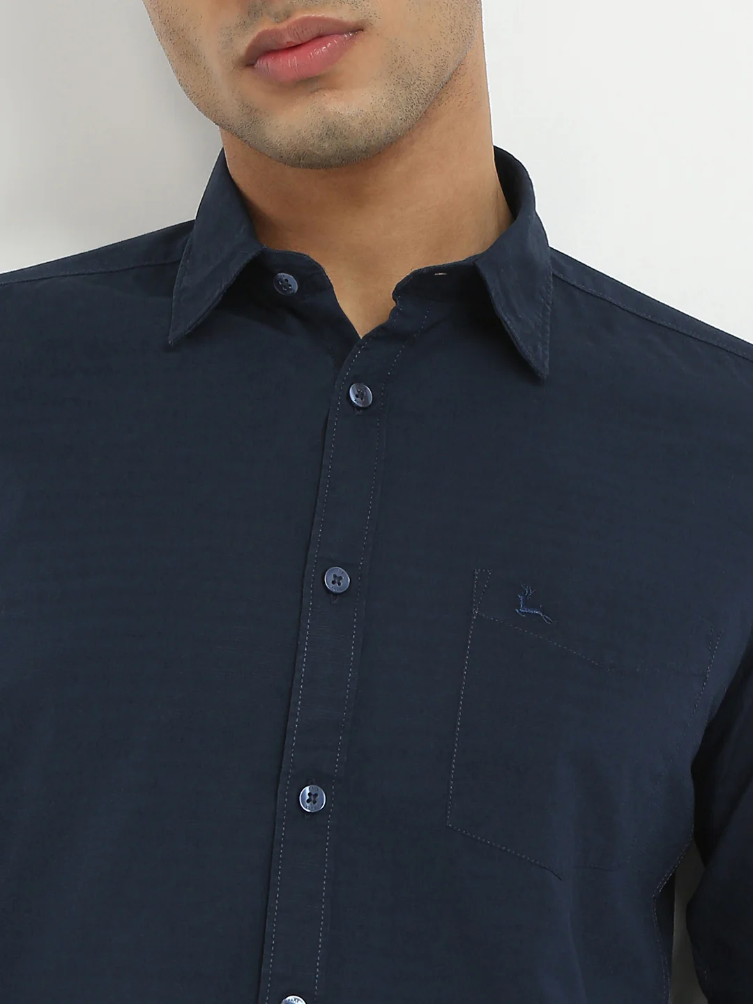Parx Men Blue Solid Slim Fit Cotton Casual Shirt - Image 6