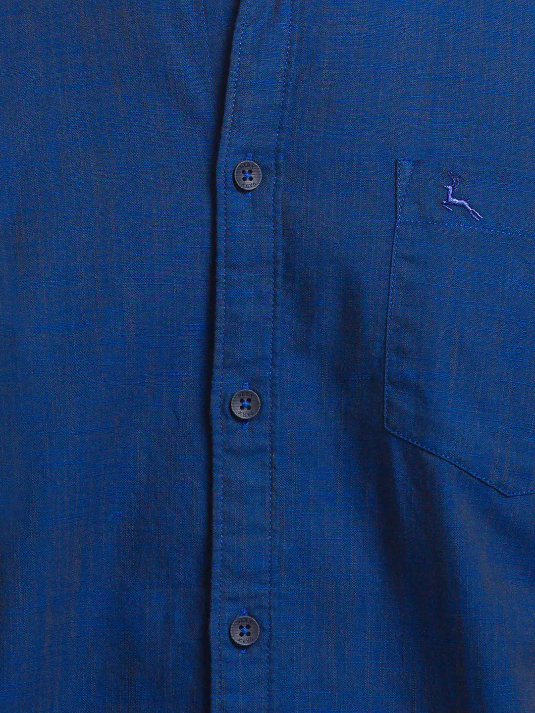 Parx Men Blue Solid Slim Fit Cotton Full Sleeve Cut Away Collar Shirt - Image 7