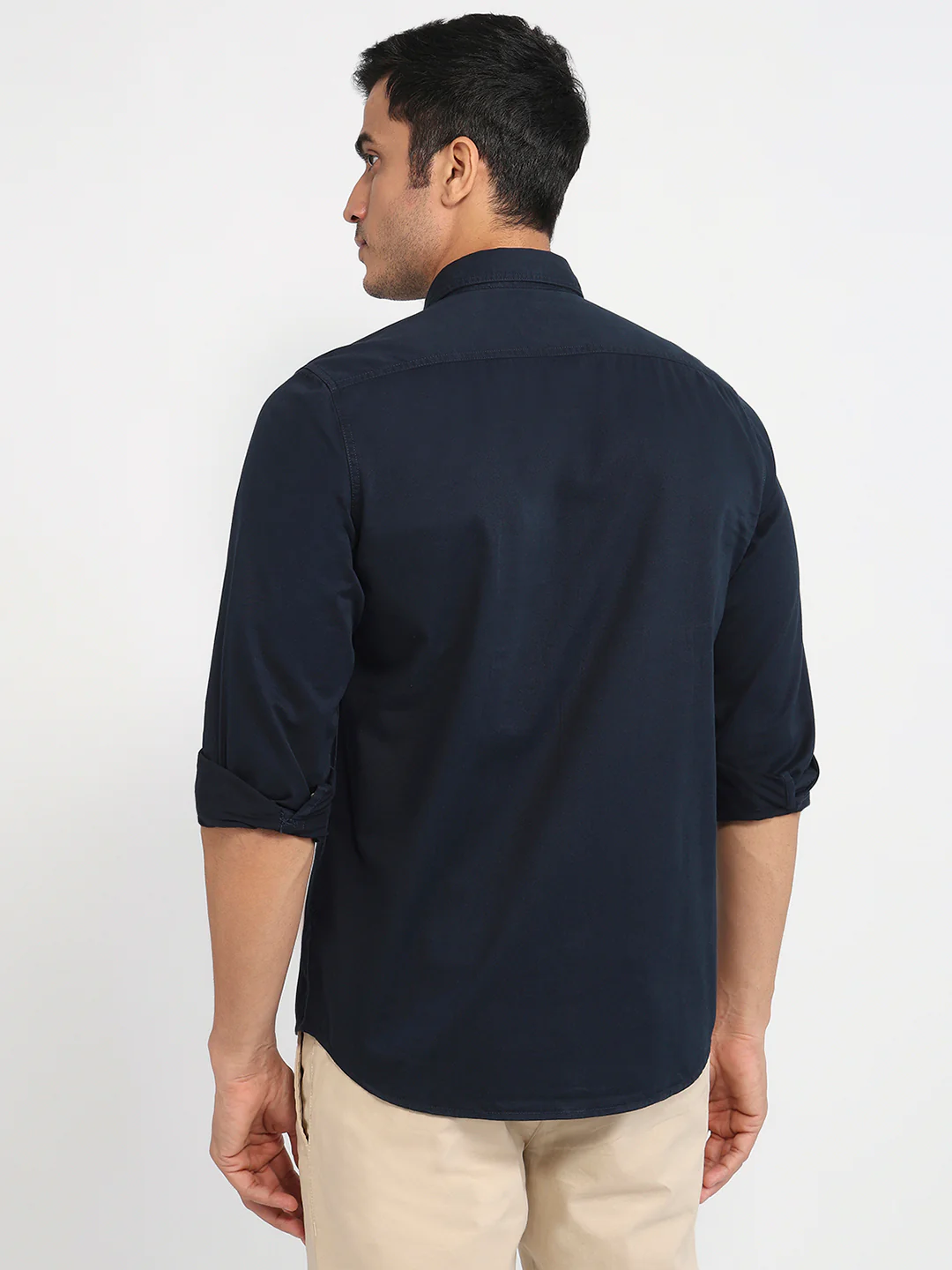 Parx Men Blue Solid Slim Fit Cotton Shirt - Image 4