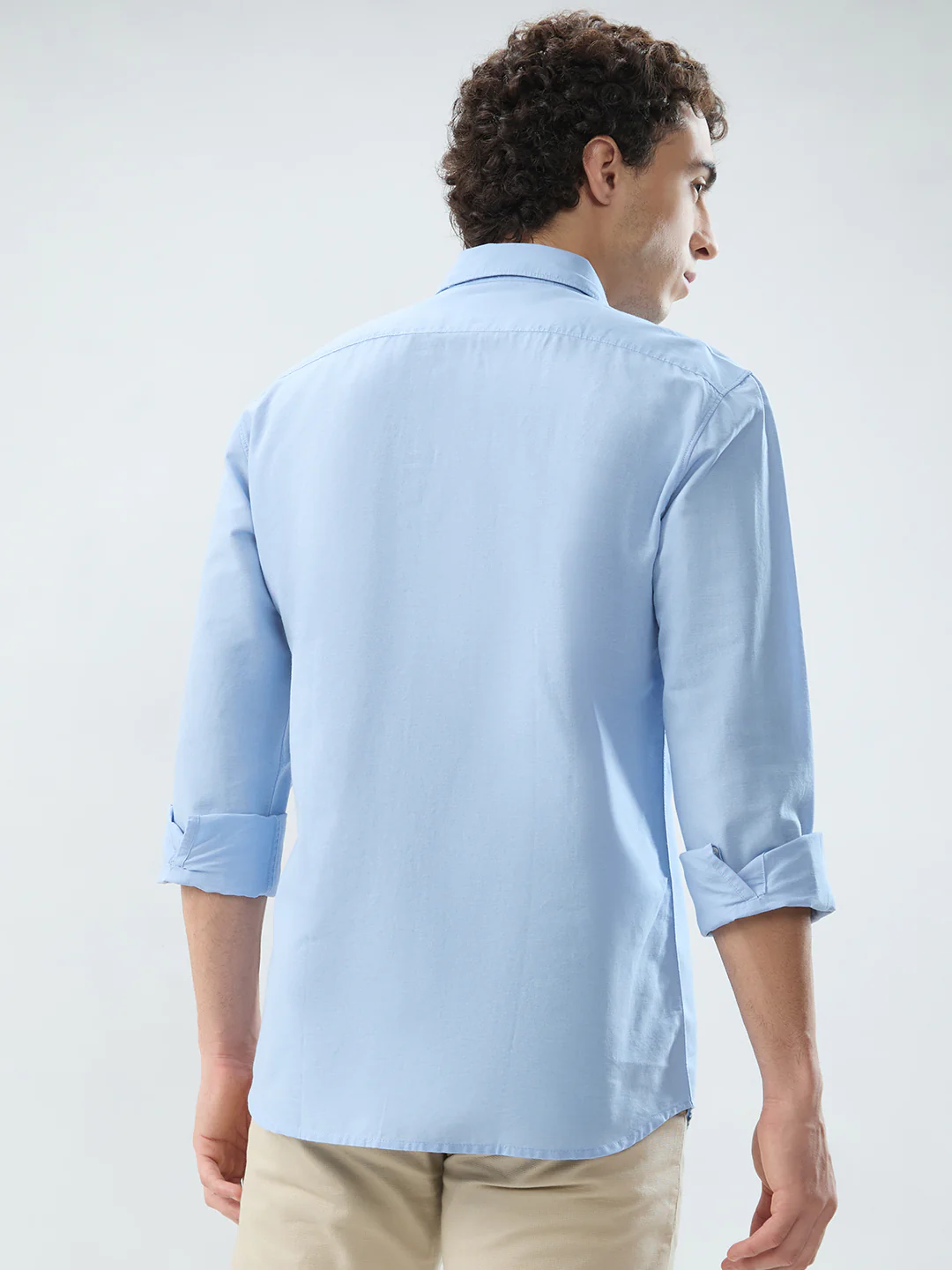 Parx Men Blue Solid Slim Fit Cotton Shirt - Image 4