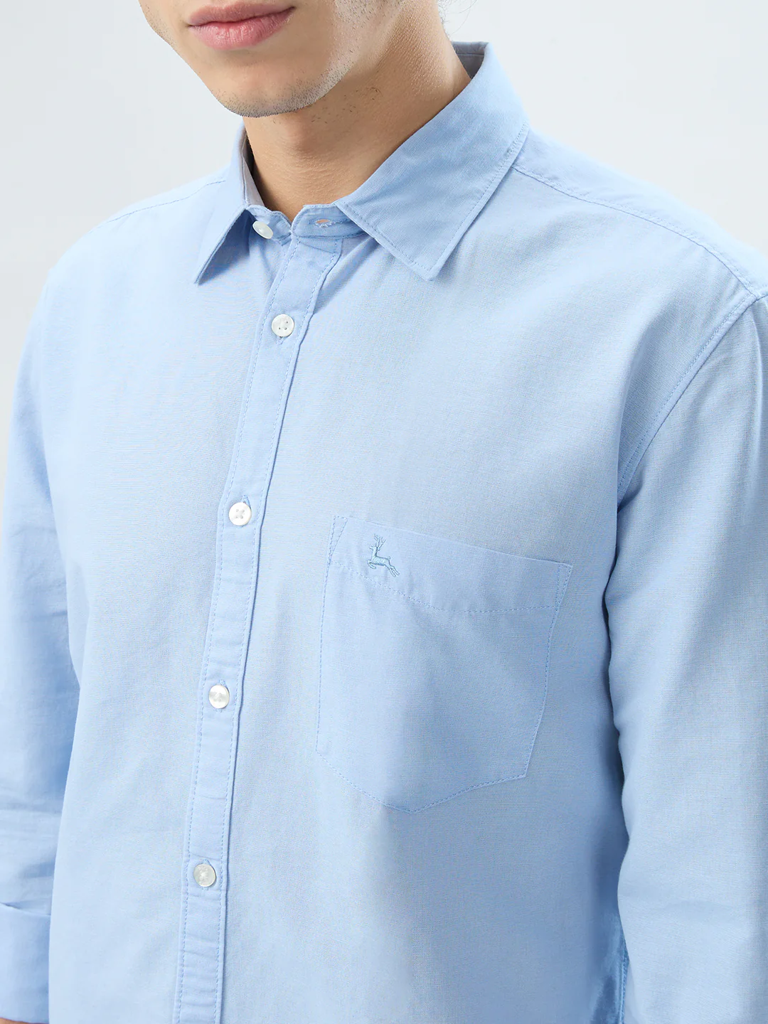 Parx Men Blue Solid Slim Fit Cotton Shirt - Image 6