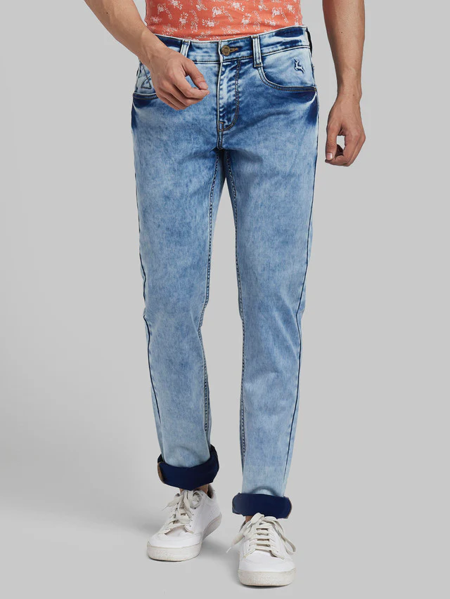 Parx Men Blue Solid Slim Tapered Fit Jeans