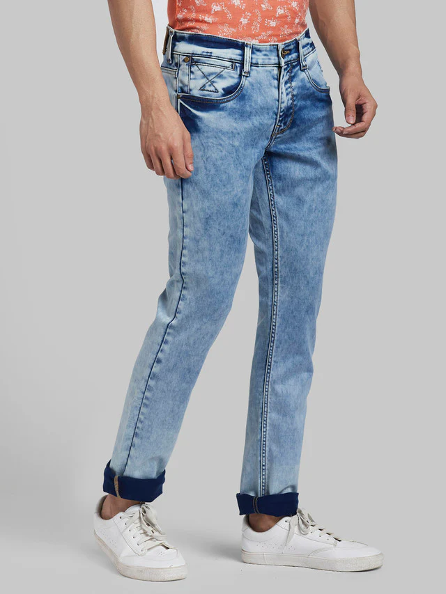 Parx Men Blue Solid Slim Tapered Fit Jeans - Image 2