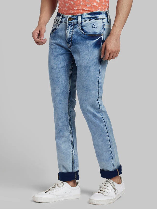 Parx Men Blue Solid Slim Tapered Fit Jeans - Image 3