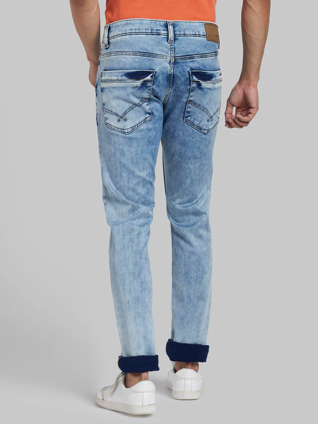 Parx Men Blue Solid Slim Tapered Fit Jeans - Image 4
