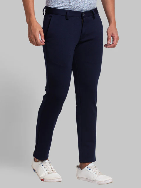 Parx Men Blue Solid Super Slim Fit Terylene Blend Trouser - Image 3