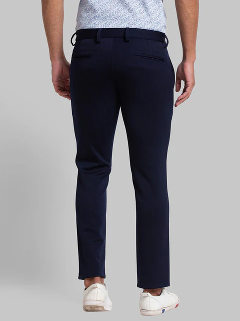 Parx Men Blue Solid Super Slim Fit Terylene Blend Trouser - Image 4