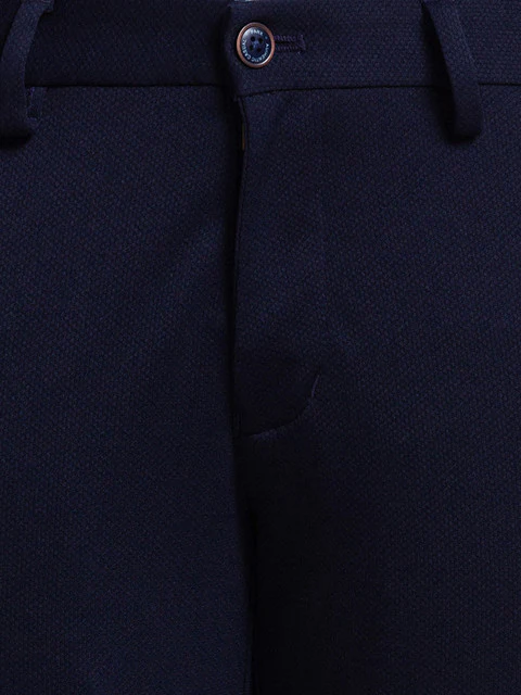 Parx Men Blue Solid Super Slim Fit Terylene Blend Trouser - Image 7