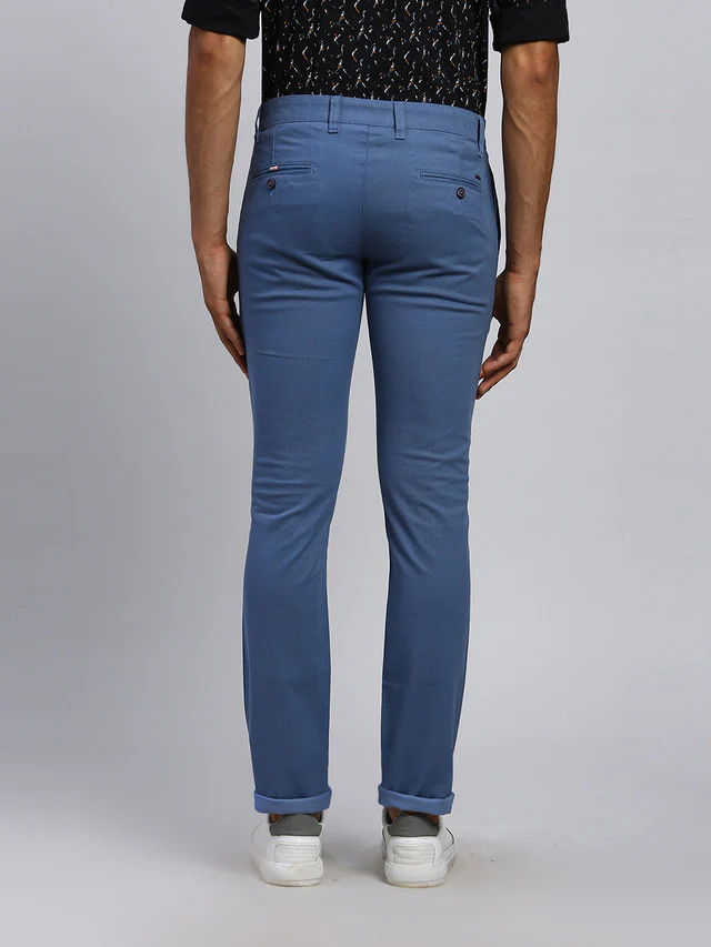 Parx Men Blue Solid Super Slim Fit Trouser - Image 4
